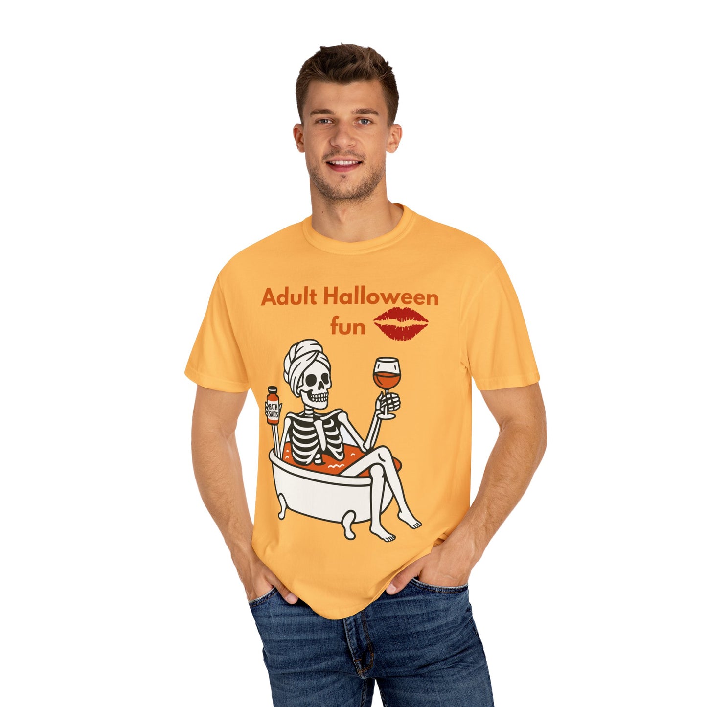 Halloween Skeleton Tee, Unisex Halloween T-shirt, Adult Fun Shirt, Funny Halloween Gift, Spooky Chill Vibes