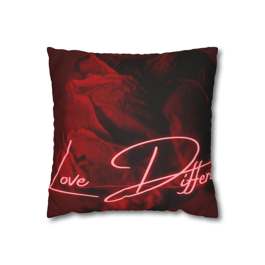 Romantic Neon Quote Pillowcase, Love Different Decor, Cozy Home Accessory, Gift for Couples, Bedroom Decor, Valentine's Day Decoration