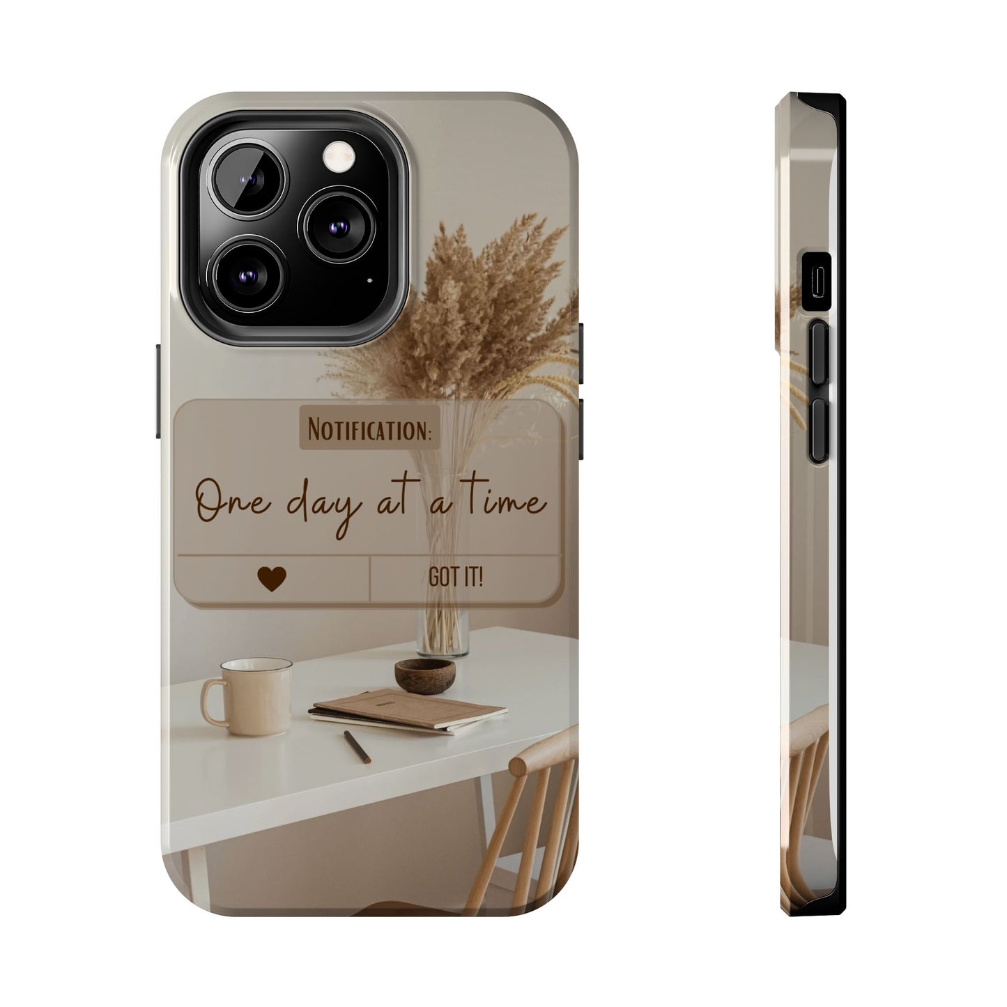 Motivational Tough Phone Cases - One Day at a Time, Durable Cases for Daily Inspiration, Gift for Students and Professionals