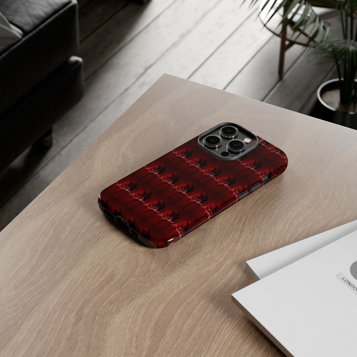 Red Patterned Phone Case | Tough Cases for Stylish Protection, Trendy Cell Cover, Unique Gifts for Tech Lovers, Modern Design