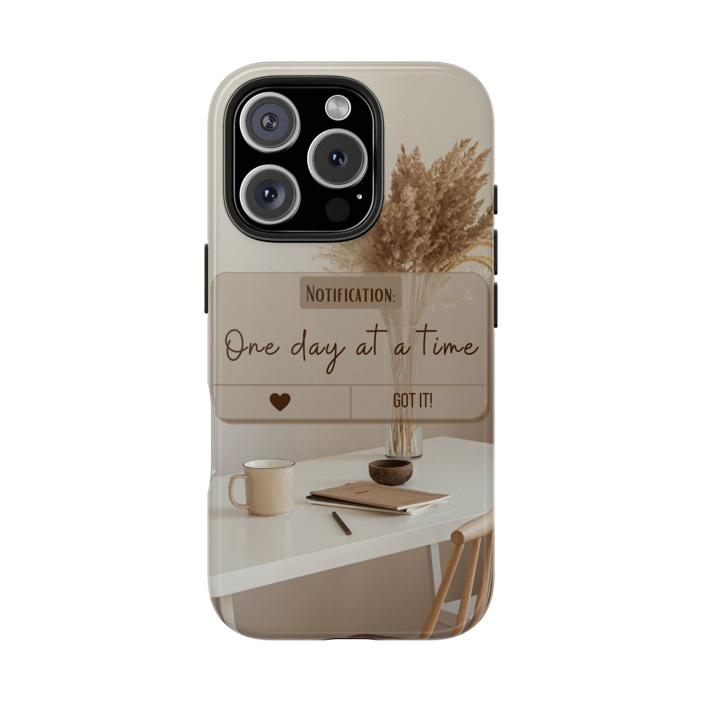 Motivational Tough Phone Cases - One Day at a Time, Durable Cases for Daily Inspiration, Gift for Students and Professionals