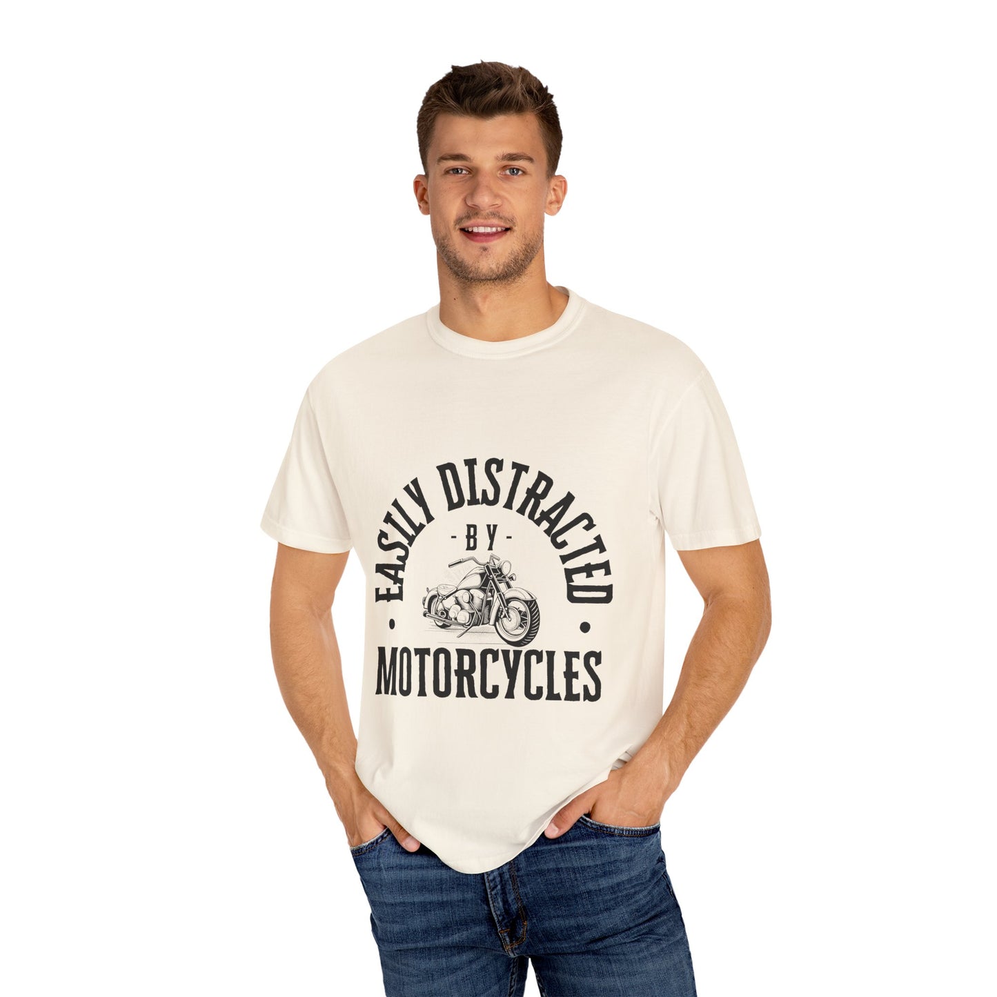 Easily Distracted by Motorcycles T-Shirt for Motorcycle Lovers, Perfect Gift for Riders, Father's Day, Casual Wear, Birthday Gift