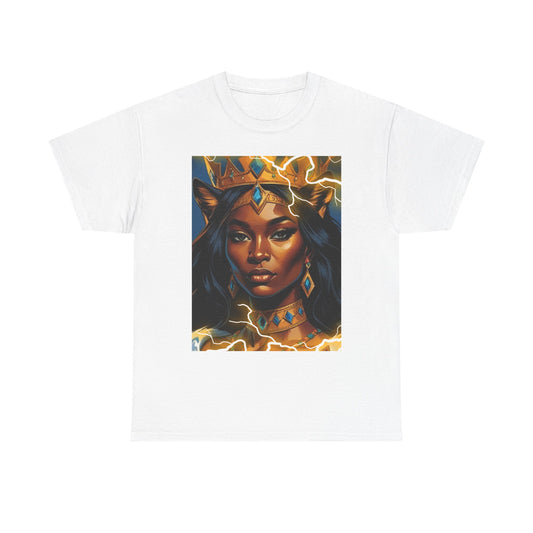 Empowered Queen Graphic Tee, Unisex Heavy Cotton Tee, Bold Women's Apparel, Unique Gift Idea, Art-Inspired T-Shirt, Everyday Wear