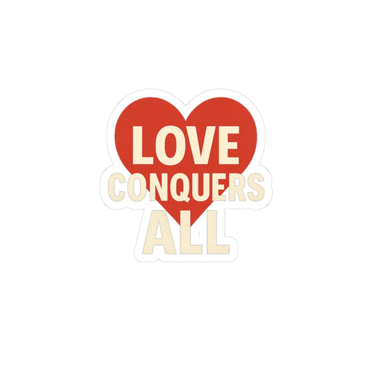 Love Conquer All Stickers, Romantic Decal, Valentine's Gift, Heart Symbol Art, Laptop Decoration