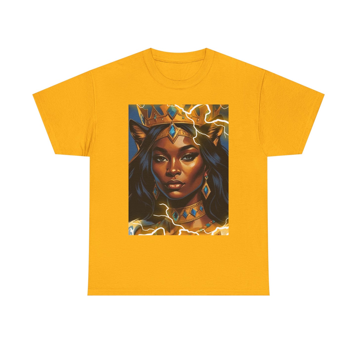 Empowered Queen Graphic Tee, Unisex Heavy Cotton Tee, Bold Women's Apparel, Unique Gift Idea, Art-Inspired T-Shirt, Everyday Wear