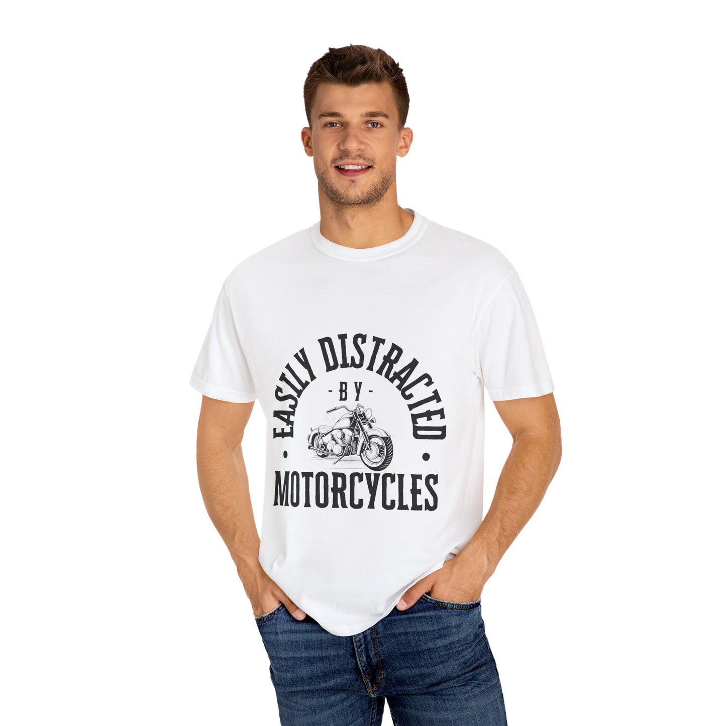 Easily Distracted by Motorcycles T-Shirt for Motorcycle Lovers, Perfect Gift for Riders, Father's Day, Casual Wear, Birthday Gift