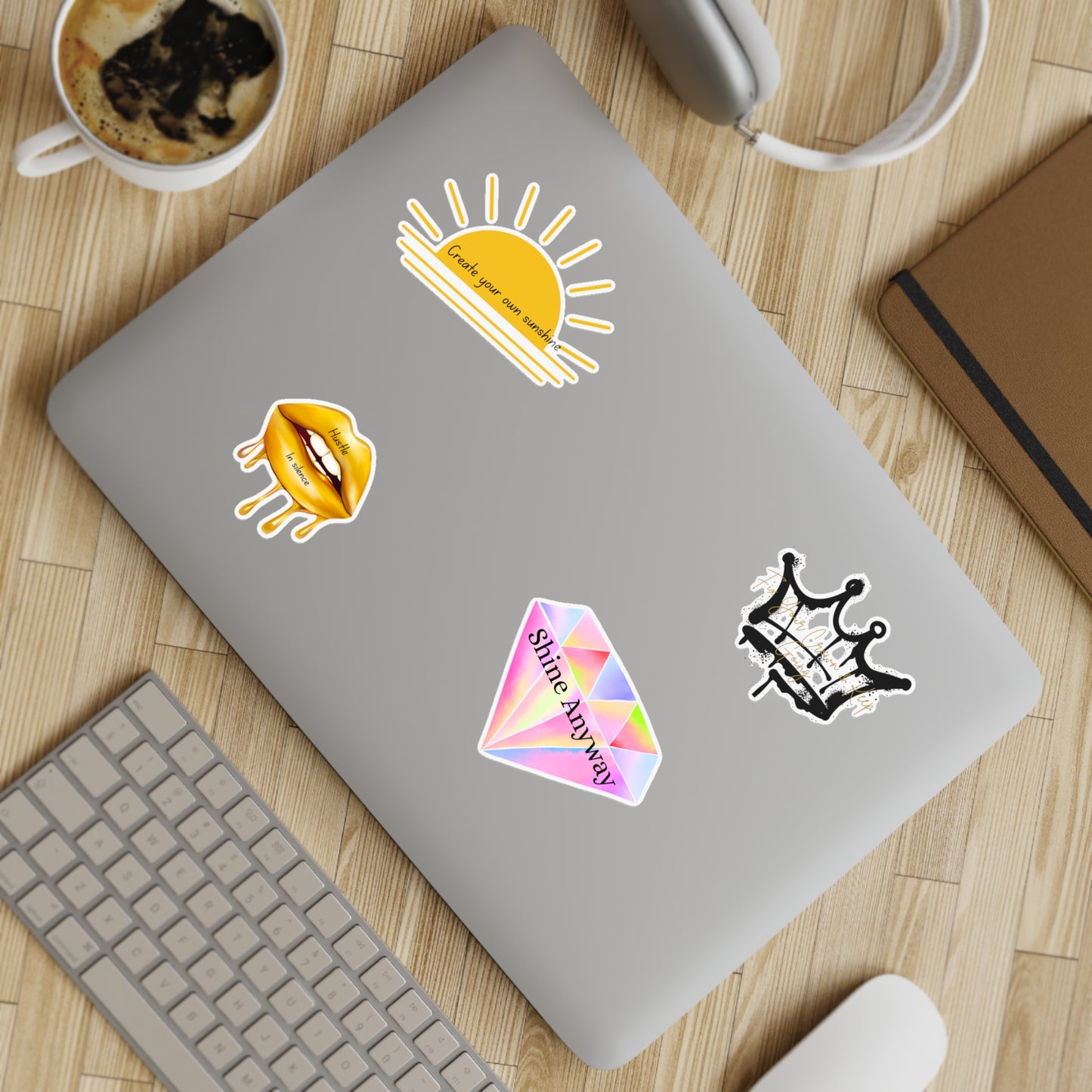 Holographic Sticker Sheet Bundle - Create Your Own Sunshine, Shine Anyway, Crown & Diamond Designs, Decorative Stickers for Journals, [...]