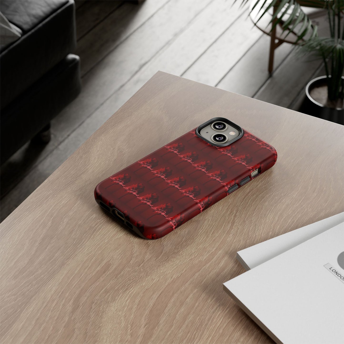 Red Patterned Phone Case | Tough Cases for Stylish Protection, Trendy Cell Cover, Unique Gifts for Tech Lovers, Modern Design