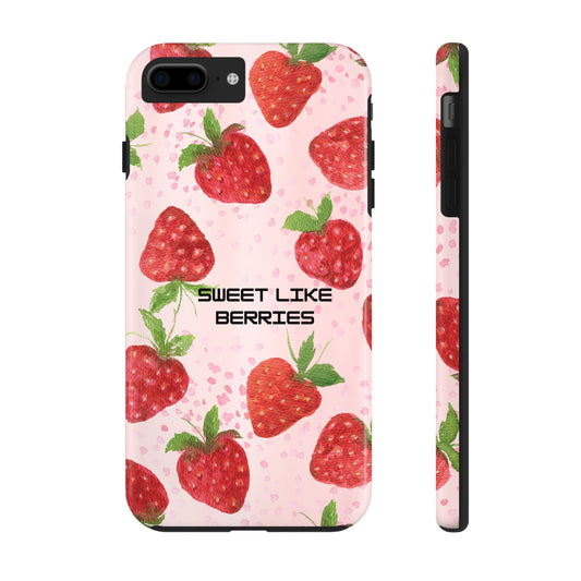 Sweet Like Berries Phone Case, Cute Tough Phone Cases, Berry Pattern Phone Cover, Berry Aesthetic Accessories, Gift for Berry Lovers