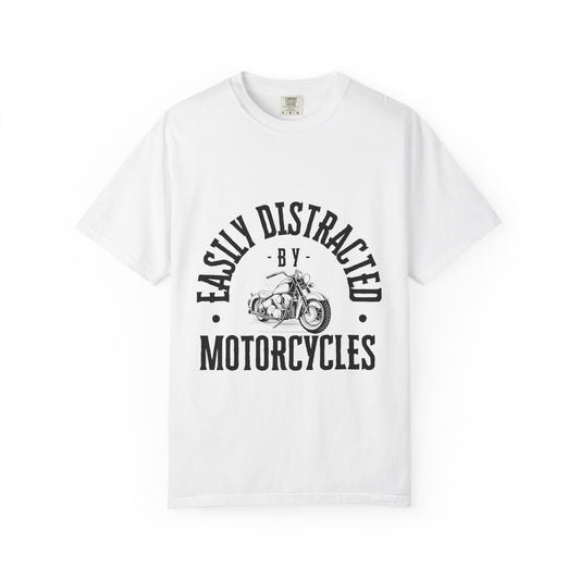 Easily Distracted by Motorcycles T-Shirt for Motorcycle Lovers, Perfect Gift for Riders, Father's Day, Casual Wear, Birthday Gift