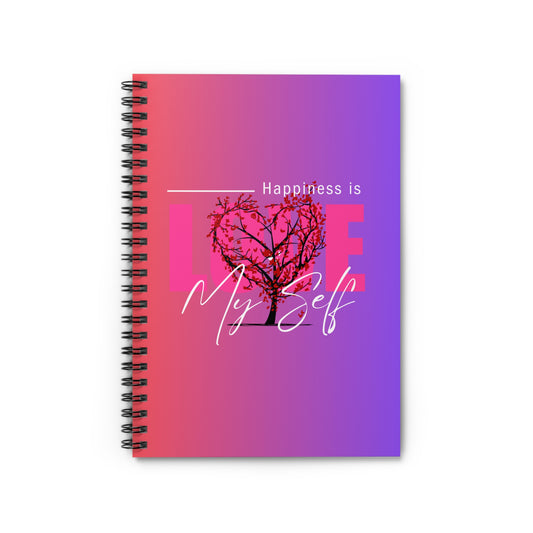 Inspirational Spiral Notebook - Happiness is Love My Self, Journal for Self-Reflection, Vegan Gift, Creative Writing, Motivation Tool