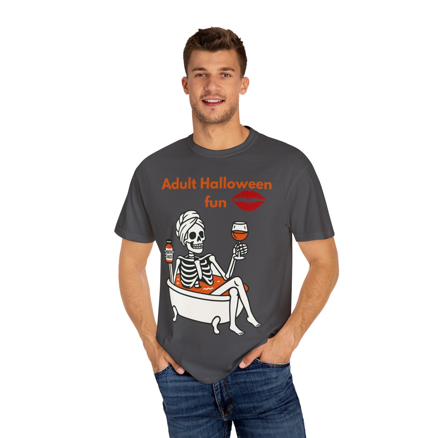 Halloween Skeleton Tee, Unisex Halloween T-shirt, Adult Fun Shirt, Funny Halloween Gift, Spooky Chill Vibes