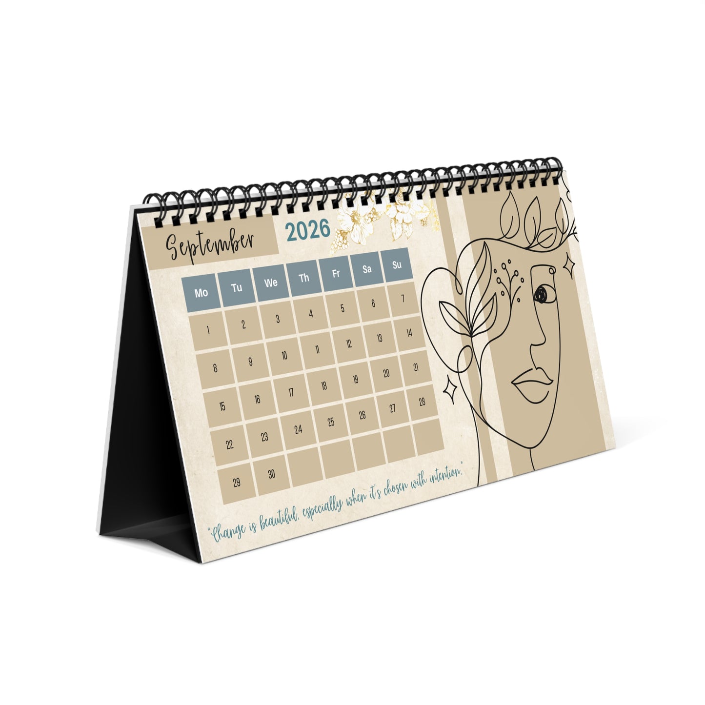 Elegant Desktop Calendar with Inspirational Quote, 2026 Wall Art, Planner Gift for Home Office, Motivational Desk Decor, Customizable [...]