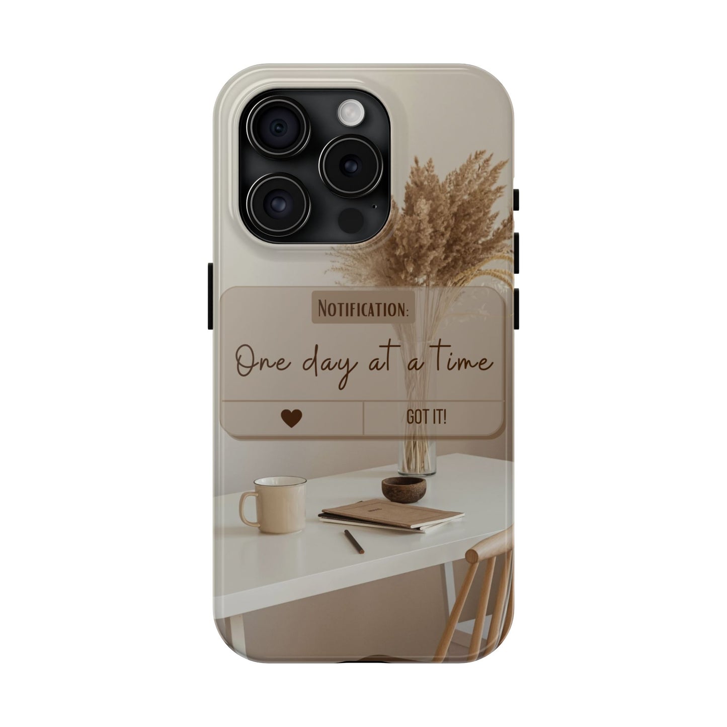 Motivational Tough Phone Cases - One Day at a Time, Durable Cases for Daily Inspiration, Gift for Students and Professionals