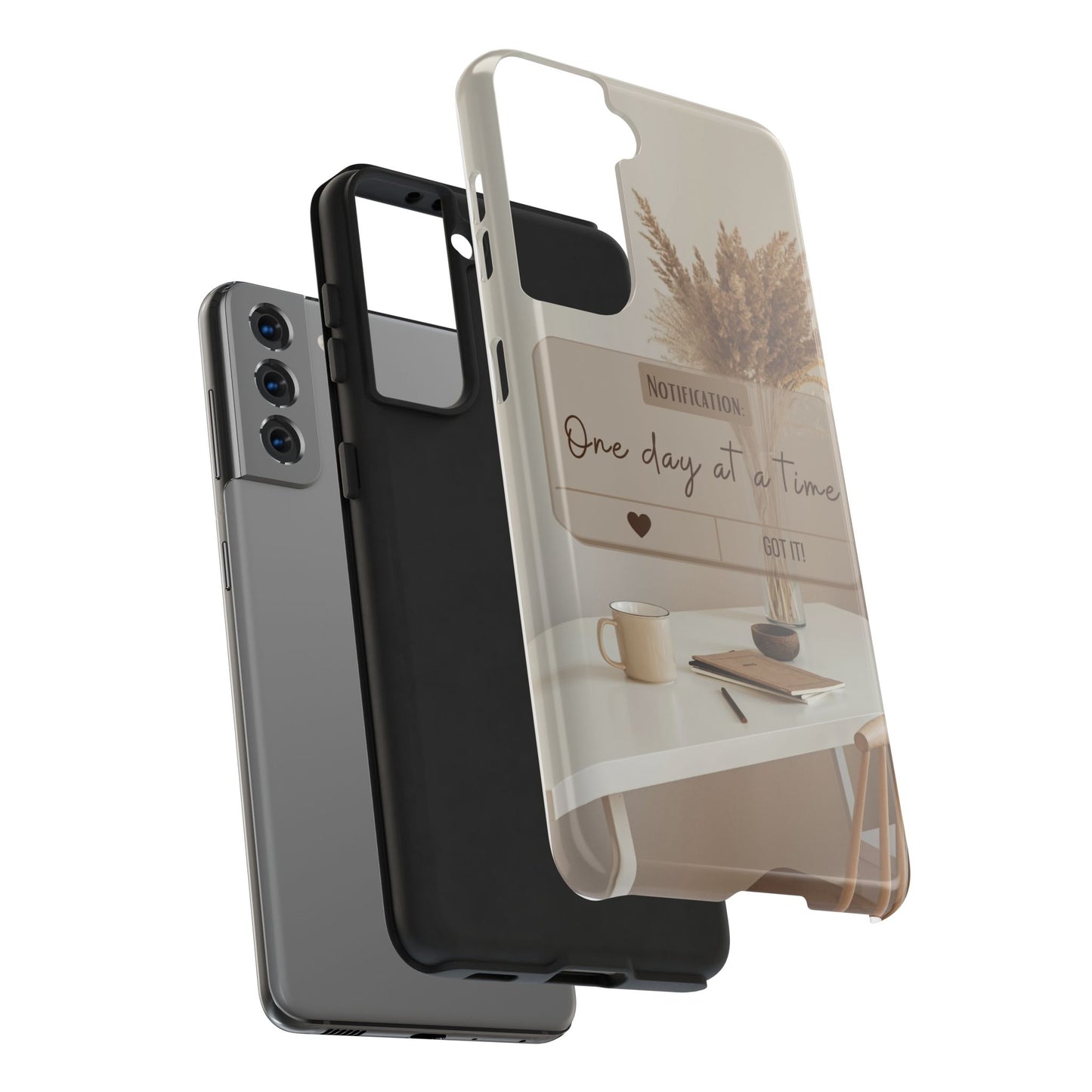 Motivational Tough Phone Cases - One Day at a Time, Durable Cases for Daily Inspiration, Gift for Students and Professionals