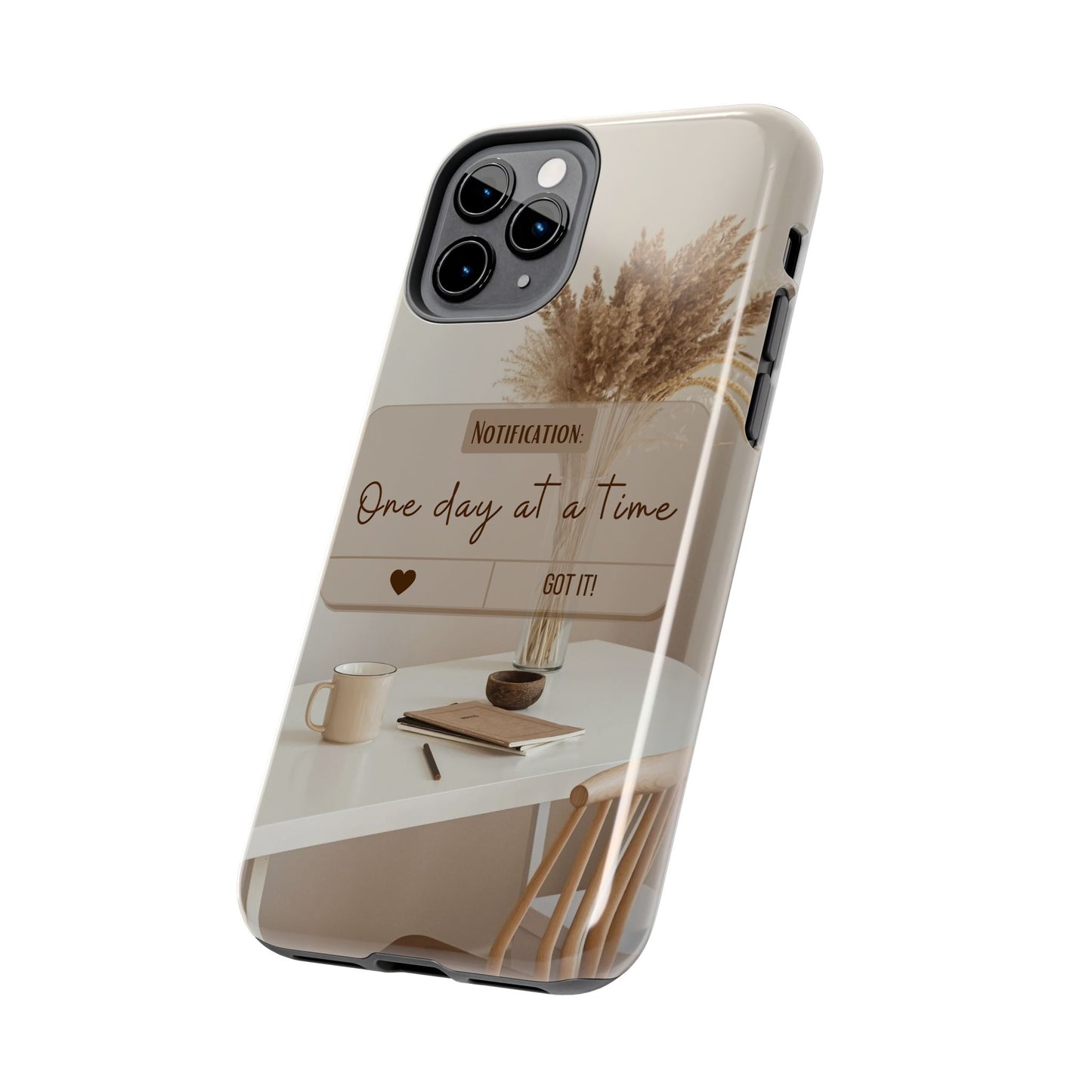 Motivational Tough Phone Cases - One Day at a Time, Durable Cases for Daily Inspiration, Gift for Students and Professionals