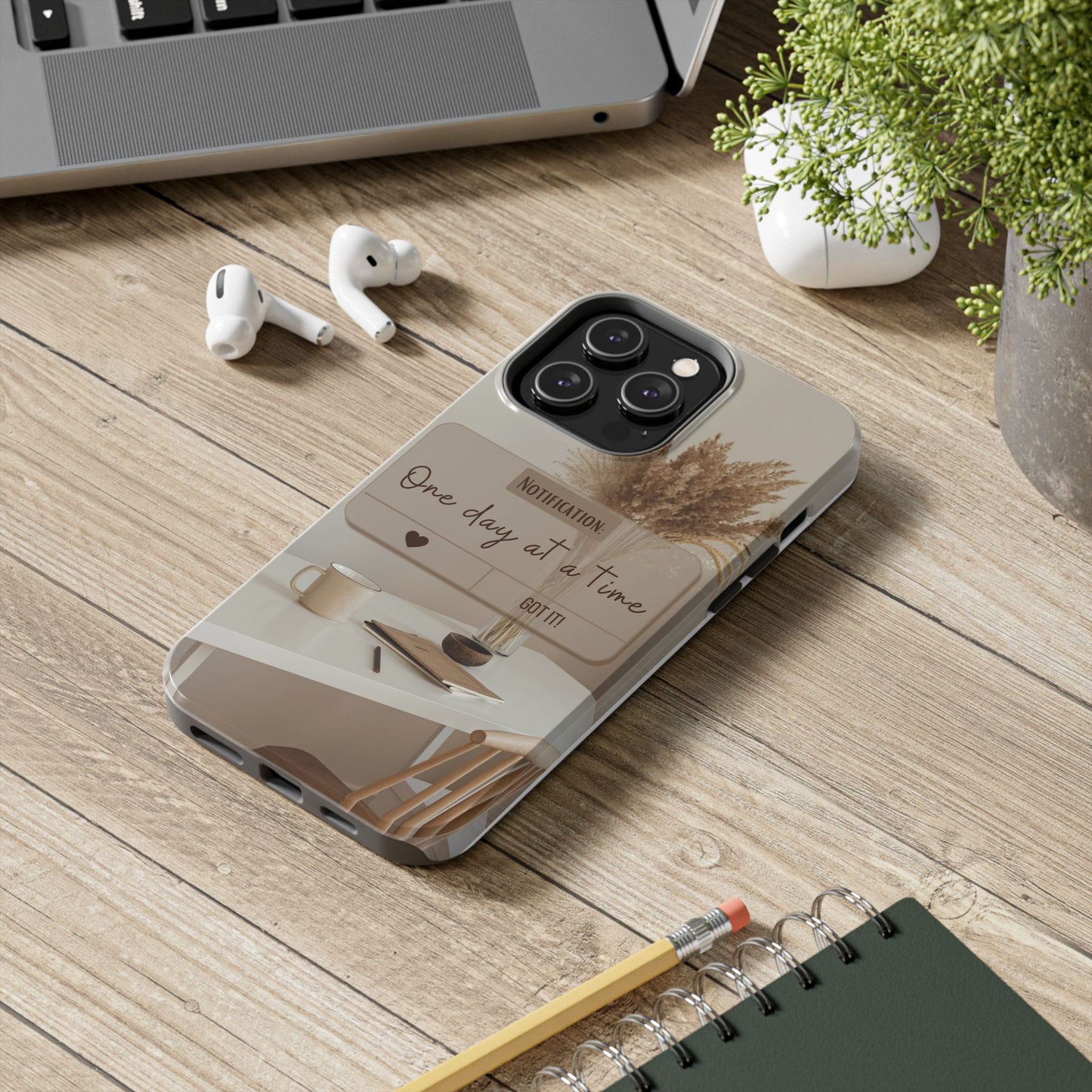 Motivational Tough Phone Cases - One Day at a Time, Durable Cases for Daily Inspiration, Gift for Students and Professionals
