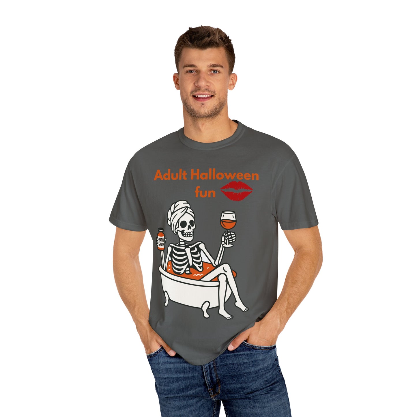 Halloween Skeleton Tee, Unisex Halloween T-shirt, Adult Fun Shirt, Funny Halloween Gift, Spooky Chill Vibes
