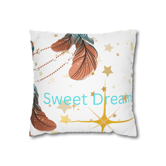 Dreamy Feather Accent Pillow, Cozy Home Decor, Relaxing Gift, Bedroom Accessories, Sweet Dreams Pillowcase