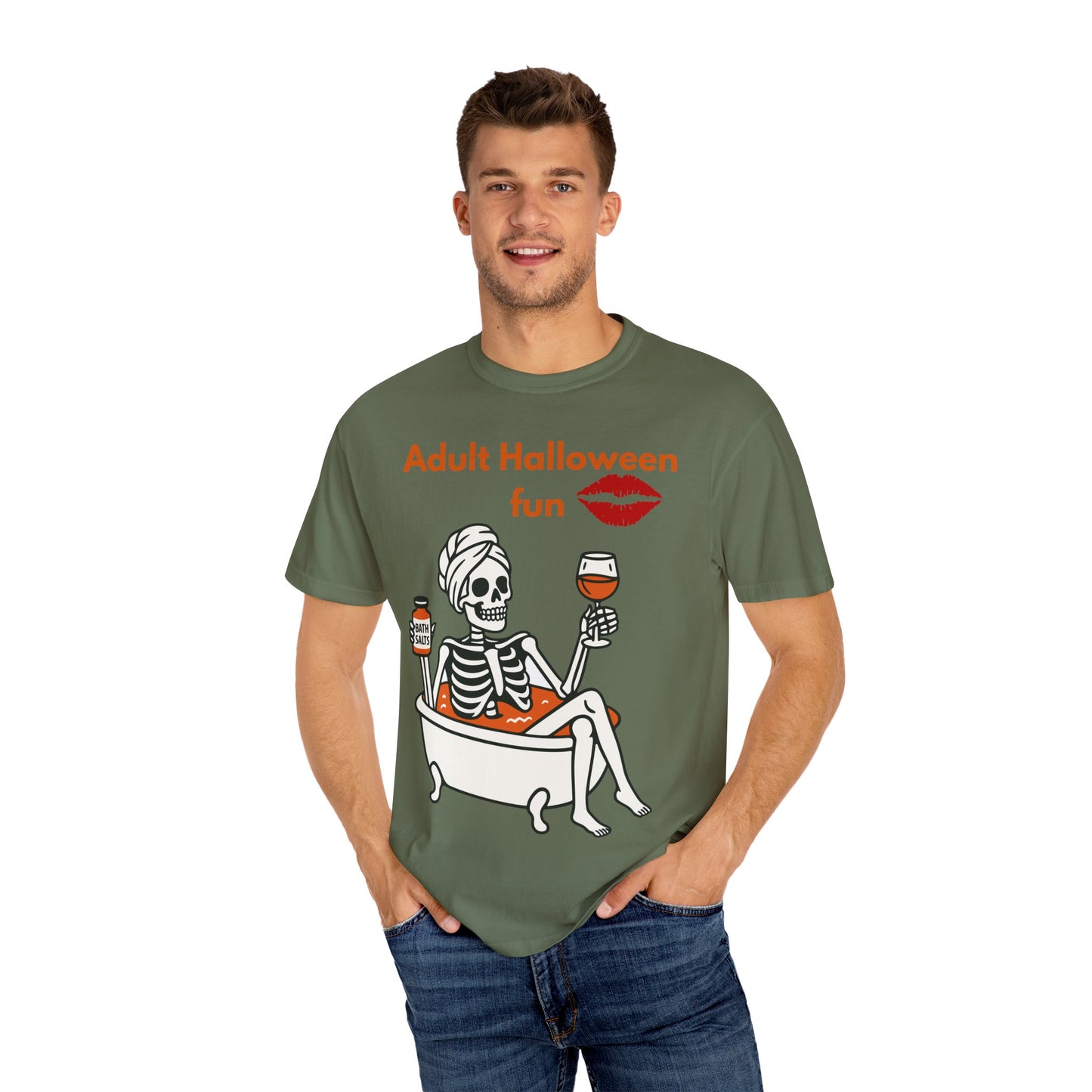 Halloween Skeleton Tee, Unisex Halloween T-shirt, Adult Fun Shirt, Funny Halloween Gift, Spooky Chill Vibes