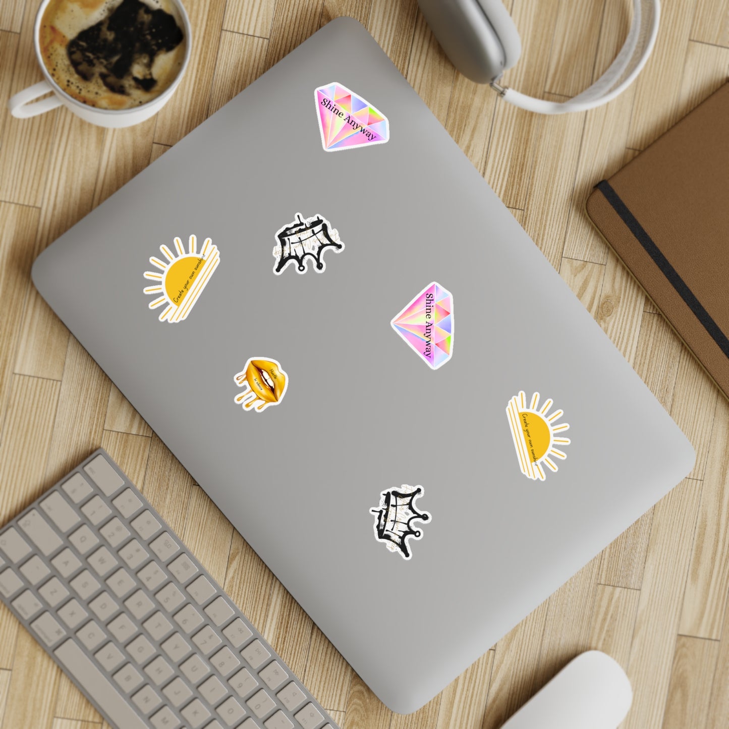 Holographic Sticker Sheet Bundle - Create Your Own Sunshine, Shine Anyway, Crown & Diamond Designs, Decorative Stickers for Journals, [...]