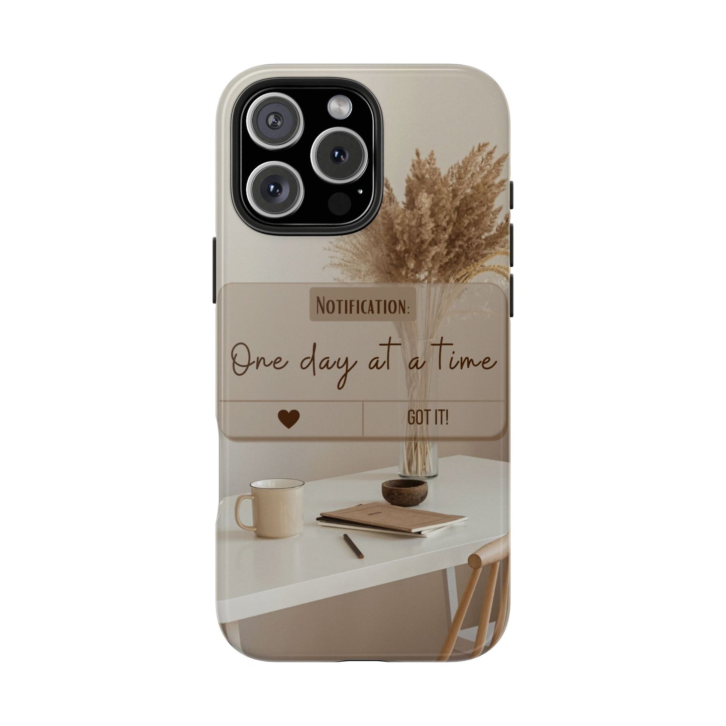 Motivational Tough Phone Cases - One Day at a Time, Durable Cases for Daily Inspiration, Gift for Students and Professionals
