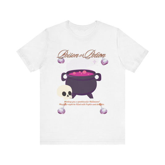 Potion-Themed Unisex Jersey T-Shirt | Perfect for Halloween, Witchy Vibes, Gift for Her, Everyday Wear, and Cozy Nights