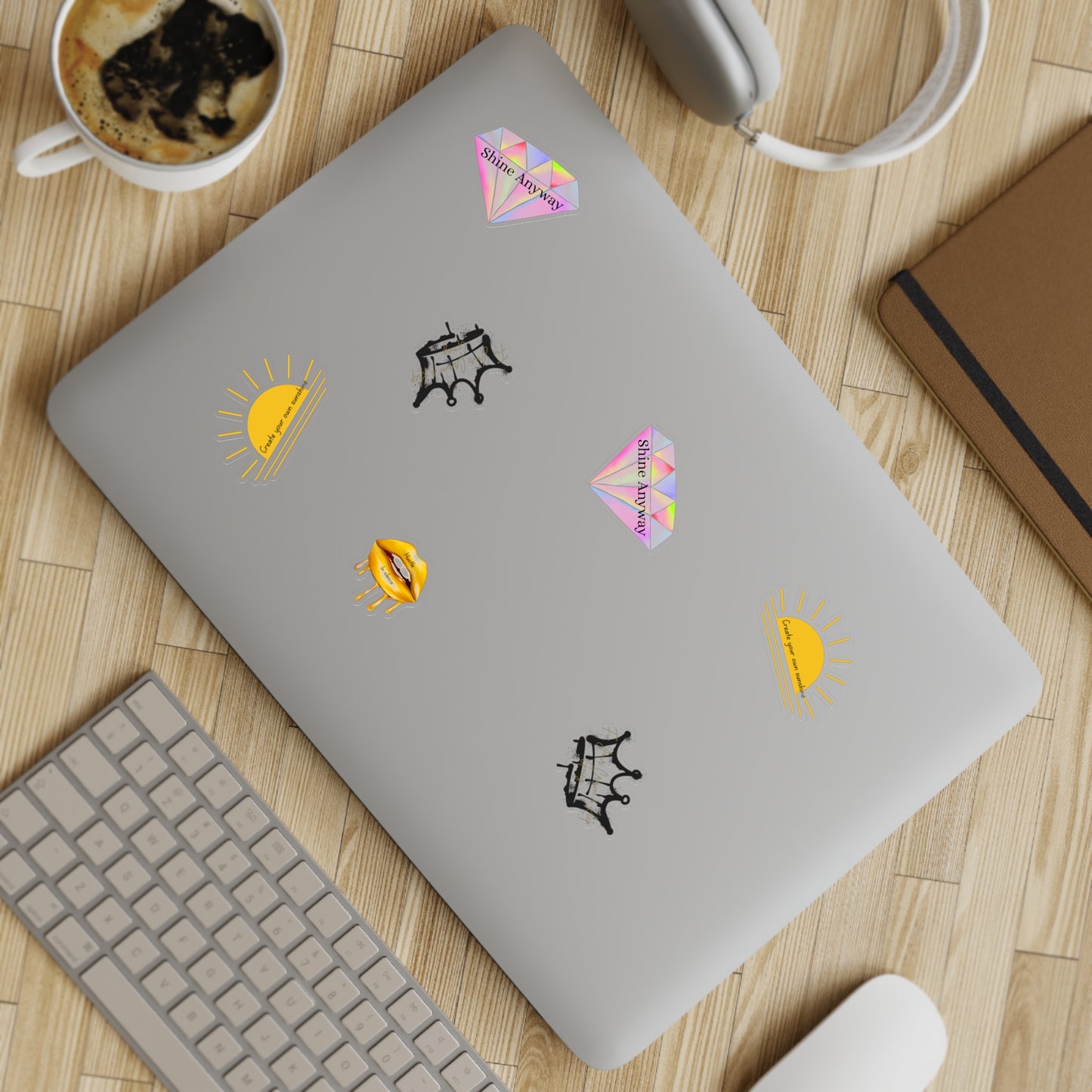 Holographic Sticker Sheet Bundle - Create Your Own Sunshine, Shine Anyway, Crown & Diamond Designs, Decorative Stickers for Journals, [...]
