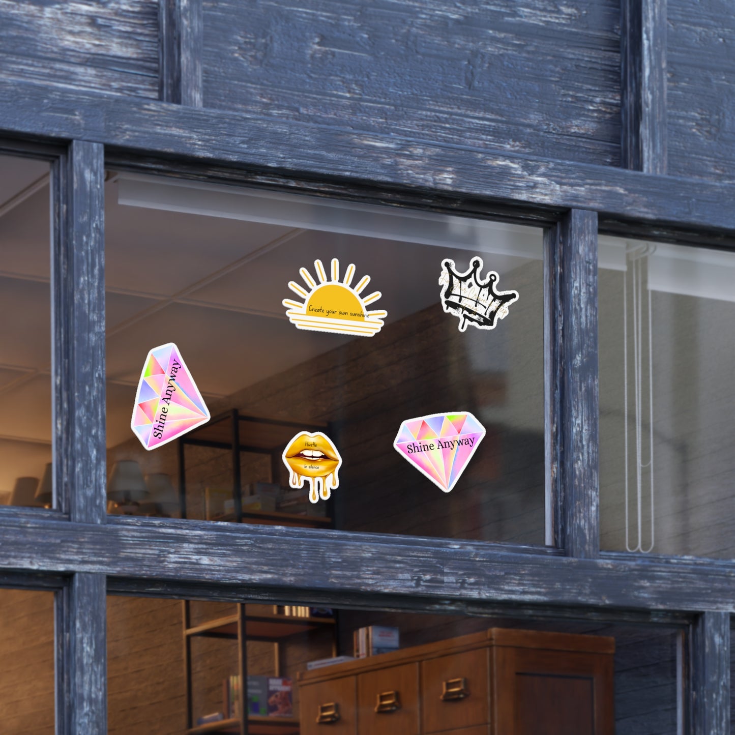 Holographic Sticker Sheet Bundle - Create Your Own Sunshine, Shine Anyway, Crown & Diamond Designs, Decorative Stickers for Journals, [...]
