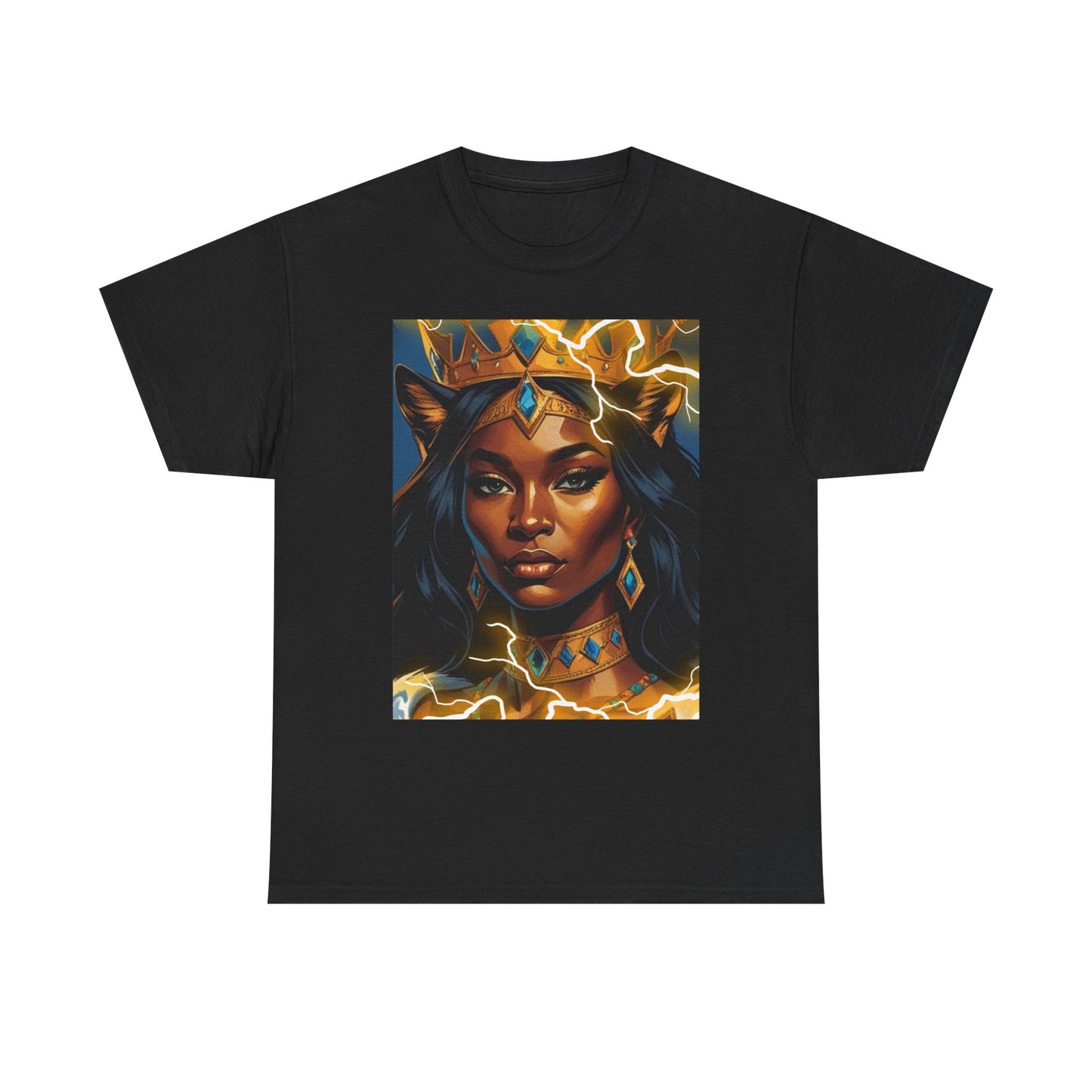 Empowered Queen Graphic Tee, Unisex Heavy Cotton Tee, Bold Women's Apparel, Unique Gift Idea, Art-Inspired T-Shirt, Everyday Wear