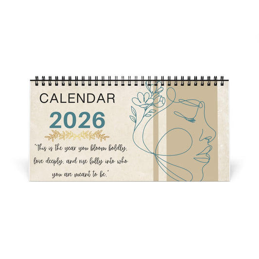 Elegant Desktop Calendar with Inspirational Quote, 2026 Wall Art, Planner Gift for Home Office, Motivational Desk Decor, Customizable [...]