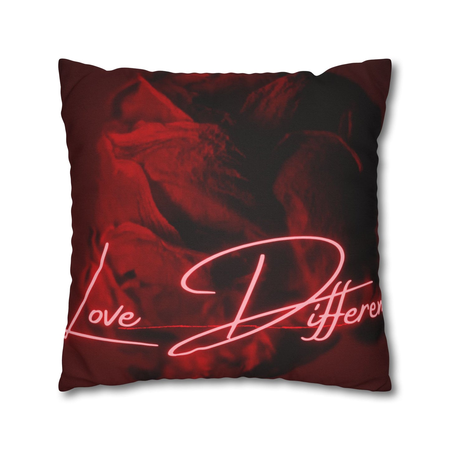 Romantic Neon Quote Pillowcase, Love Different Decor, Cozy Home Accessory, Gift for Couples, Bedroom Decor, Valentine's Day Decoration