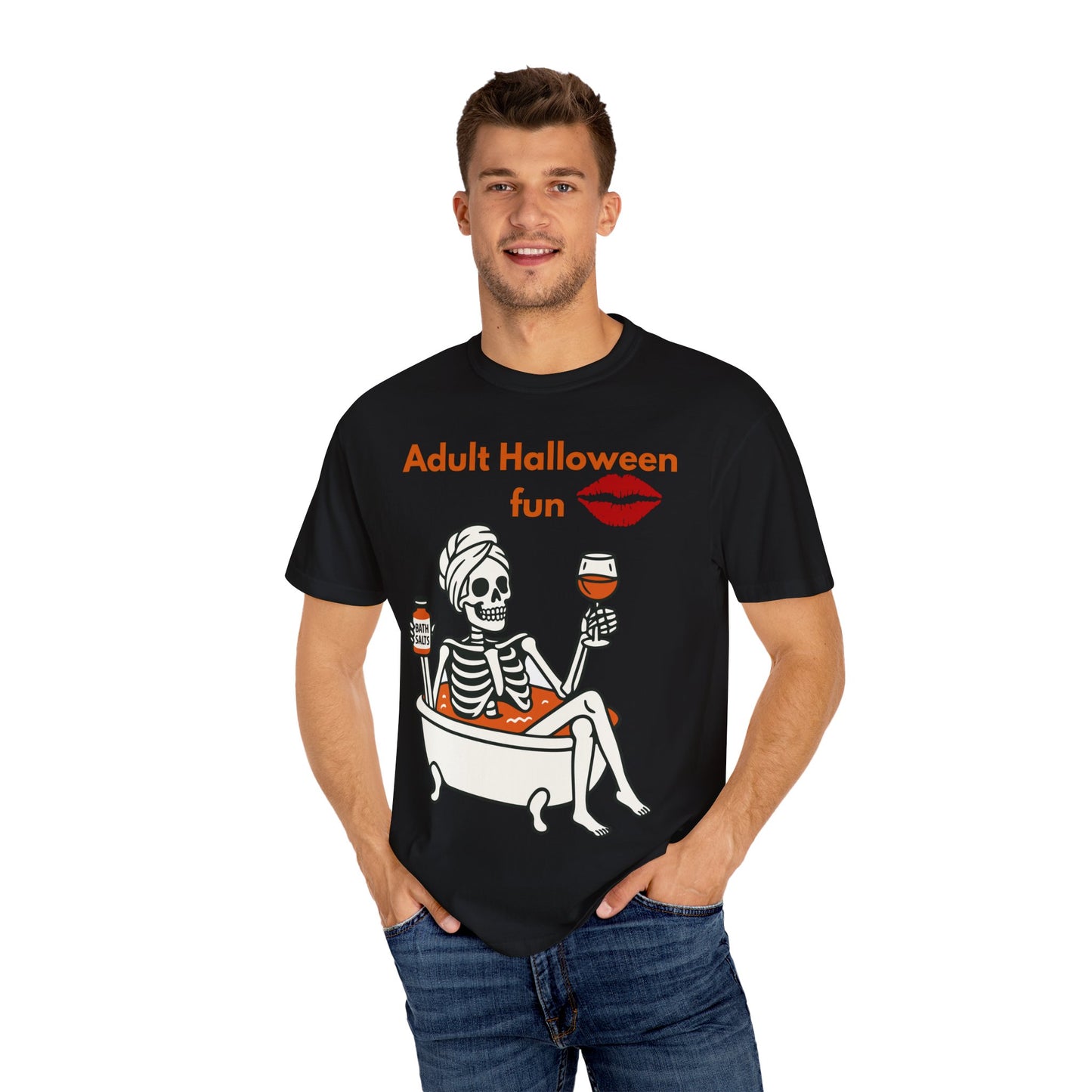 Halloween Skeleton Tee, Unisex Halloween T-shirt, Adult Fun Shirt, Funny Halloween Gift, Spooky Chill Vibes
