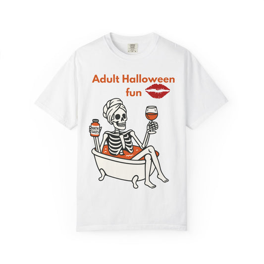 Halloween Skeleton Tee, Unisex Halloween T-shirt, Adult Fun Shirt, Funny Halloween Gift, Spooky Chill Vibes